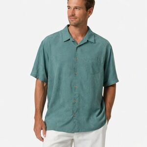 Havanera Tropical Button Down Shirt Mens XXL Teal
